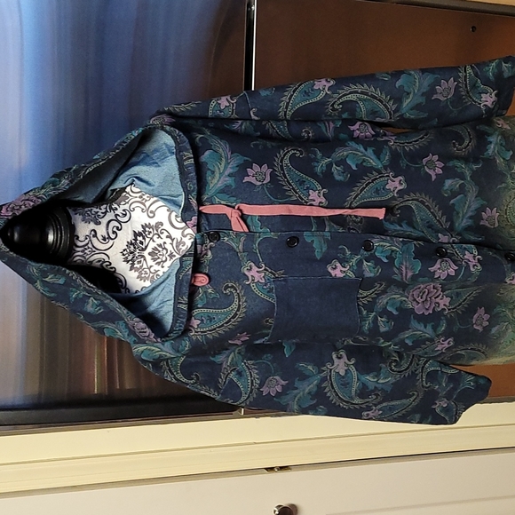 Ombre & Paisley Loose Denim Hoodie - Picture 4 of 14